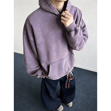 得物抖音高品质二开26春装重磅做旧炒雪花纯色连帽水洗卫衣CM16，男装卫衣，电商A486