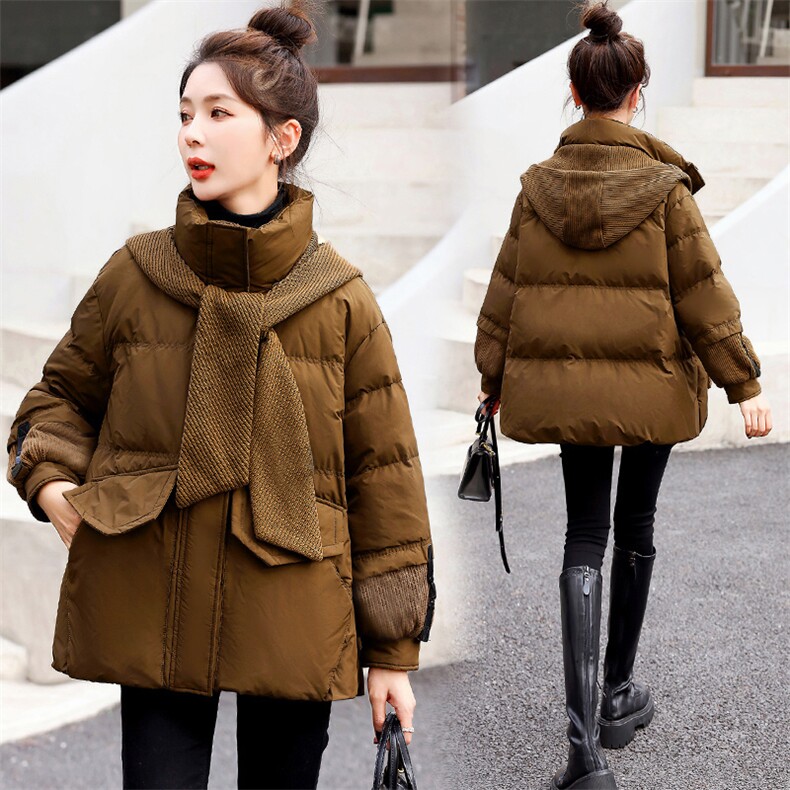 2023新款百搭针织披肩时尚羽绒服90绒帽子可拆卸，女装羽绒服，半夏