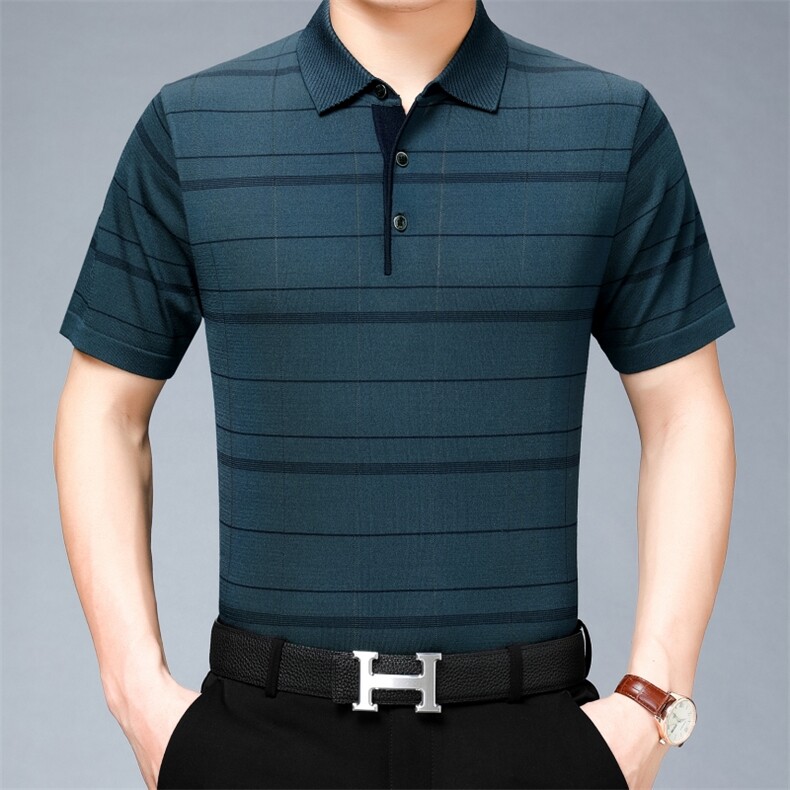 男装T恤夏季新款POLO衫中青年男士爸爸夏装针织半截袖修身打底衫,男装Polo衫,钱塘6003A(原)4033A