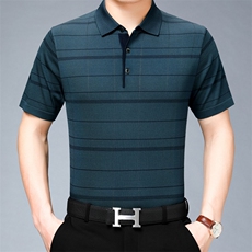 男装T恤夏季新款POLO衫中青年男士爸爸夏装针织半截袖修身打底衫，男装Polo衫，钱塘6003A(原)4033A