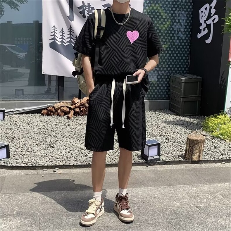新款~夏季短袖套装男士休闲个性套装,男装休闲套装,星座1013