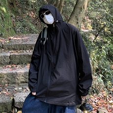 防晒衣男韩版潮流纯色连帽拉链个性2024夏季薄款ins外套W4847-P39，男装防晒衣，星座412-3