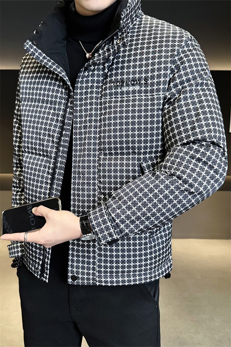标50绒店主风2025新款男士格子立领羽绒服2503-P195(控券后288),男装羽绒服,电商B328