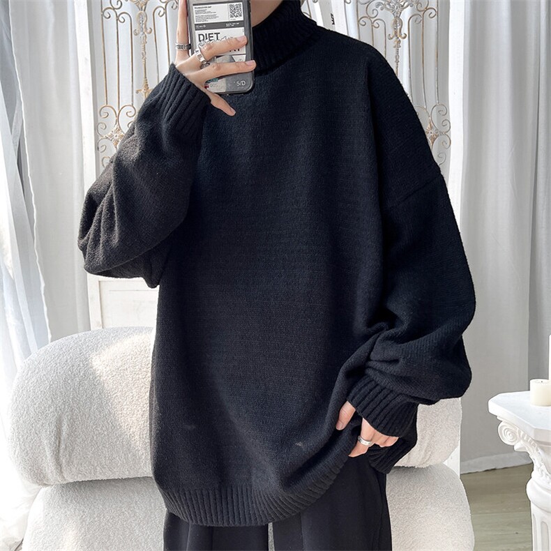 2025冬韩版纯色简约百搭毛衣男港风套头高领针织衫MY102-P40,男装针织衫/毛衣,电商A001