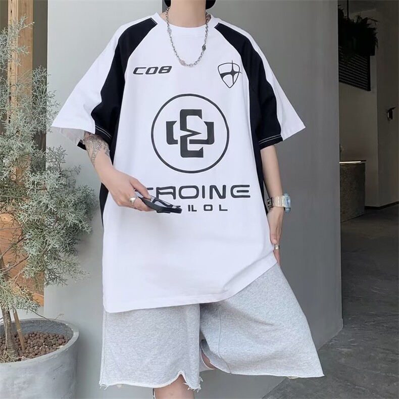 潮牌高街美式复古t恤短袖男ins宽松情侣款polo衫TP112-P30,男装T恤,星座1109-3