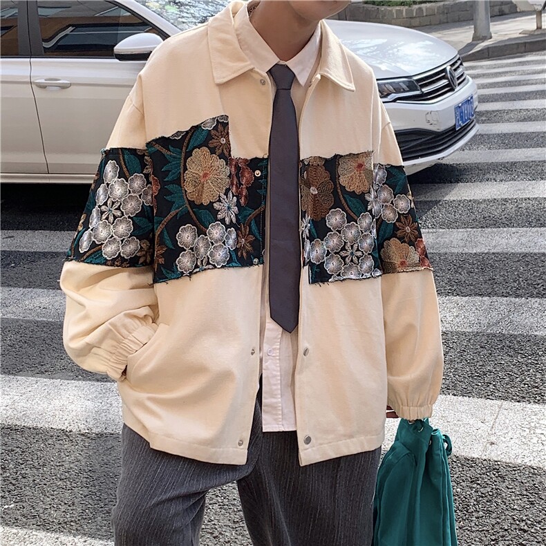 2026春季新款港风休闲宽松外套M-5XL男潮拼接翻领夹克7568P85,男装夹克,星座227-7