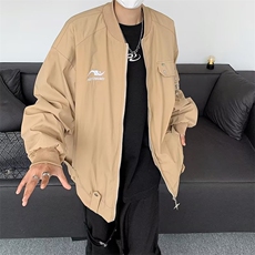 美式高街复古棒球服秋冬款情侣潮牌飞行夹克潮牌外套男HJ659-p65，男装夹克，星座1008