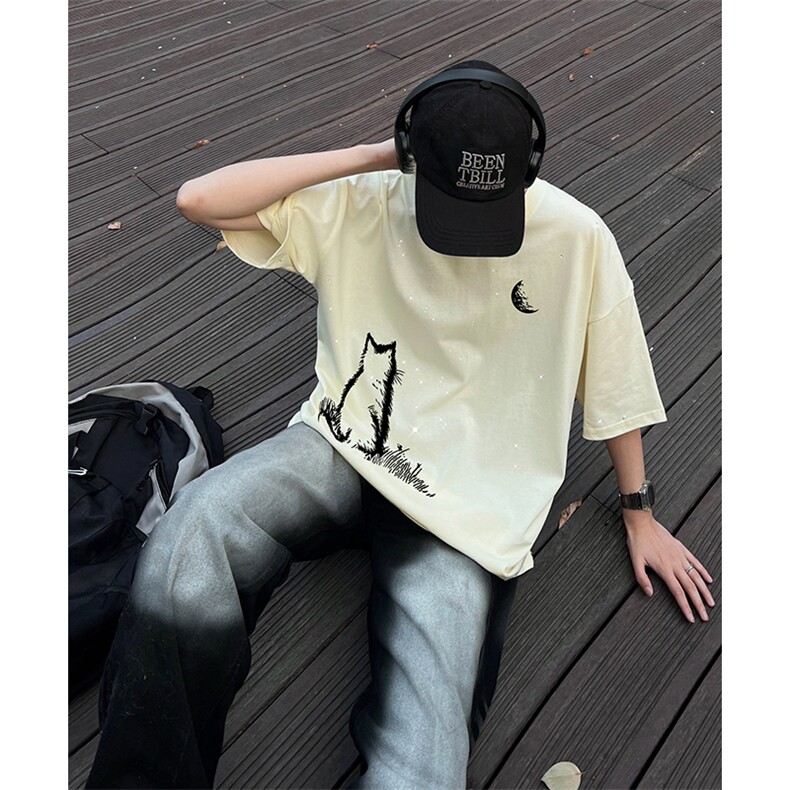 量大优供抖音视频支持得物配合二开美式满天星亮片短袖T恤MTX208,男装T恤,电商A486