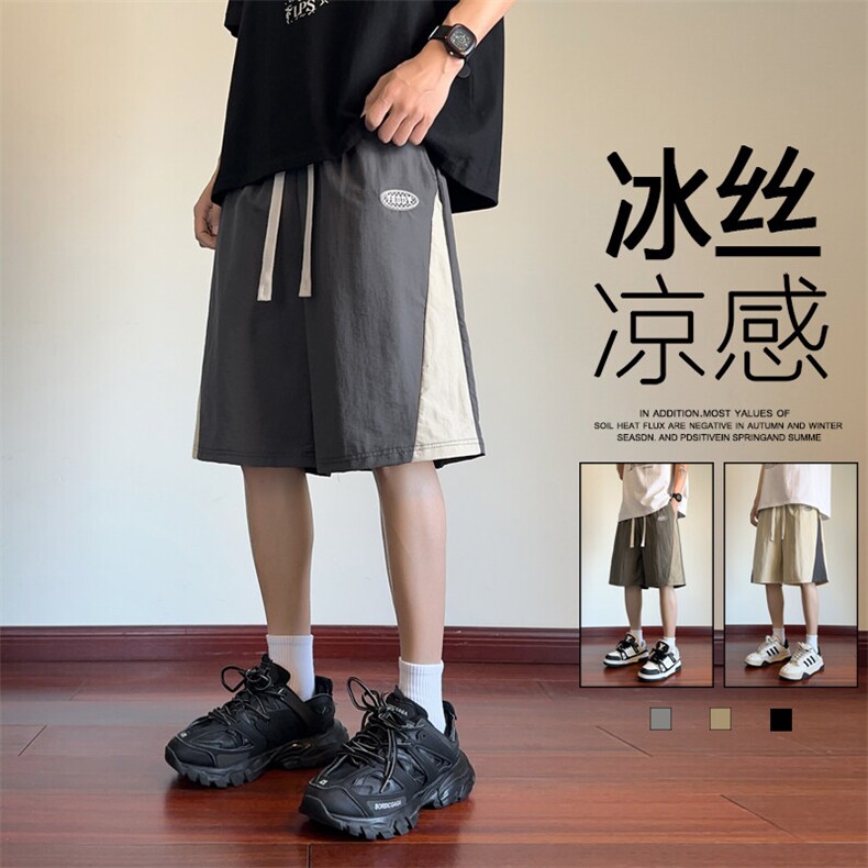 ！2026夏季男士拼接撞色短裤速干冰丝五分裤中裤DK298特P25图片