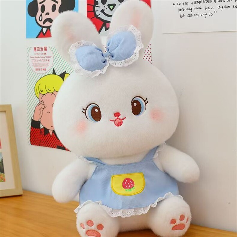 甜心草莓兔可爱龚爱小白兔毛绒玩偶玩具女生生日礼物爆款玩具，文德毛绒玩具