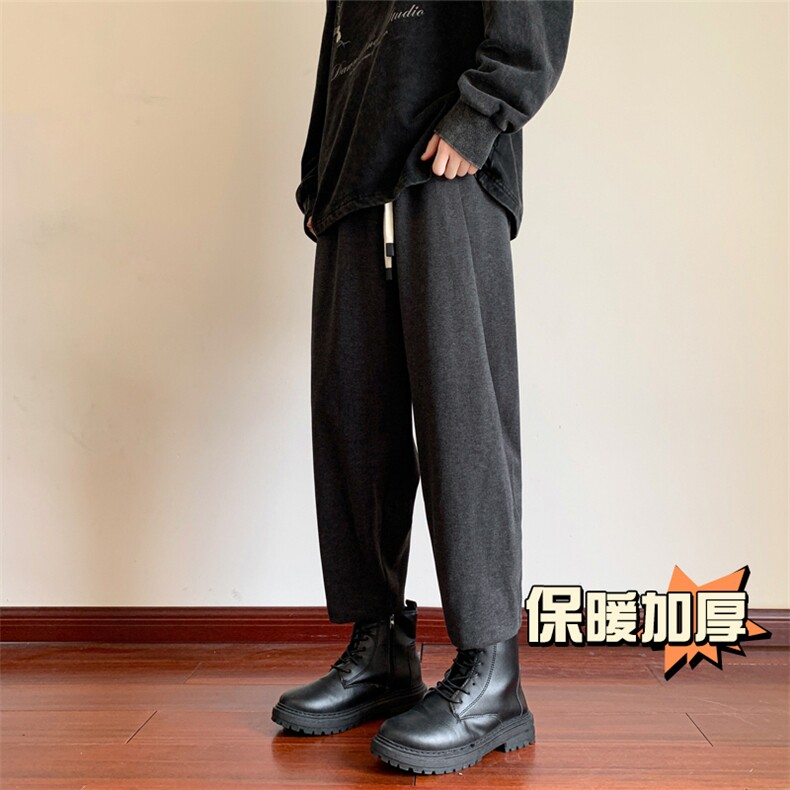 冬季新款加厚抗起球呢料哈伦裤宽松大码休闲萝卜裤小脚男872-P65图片