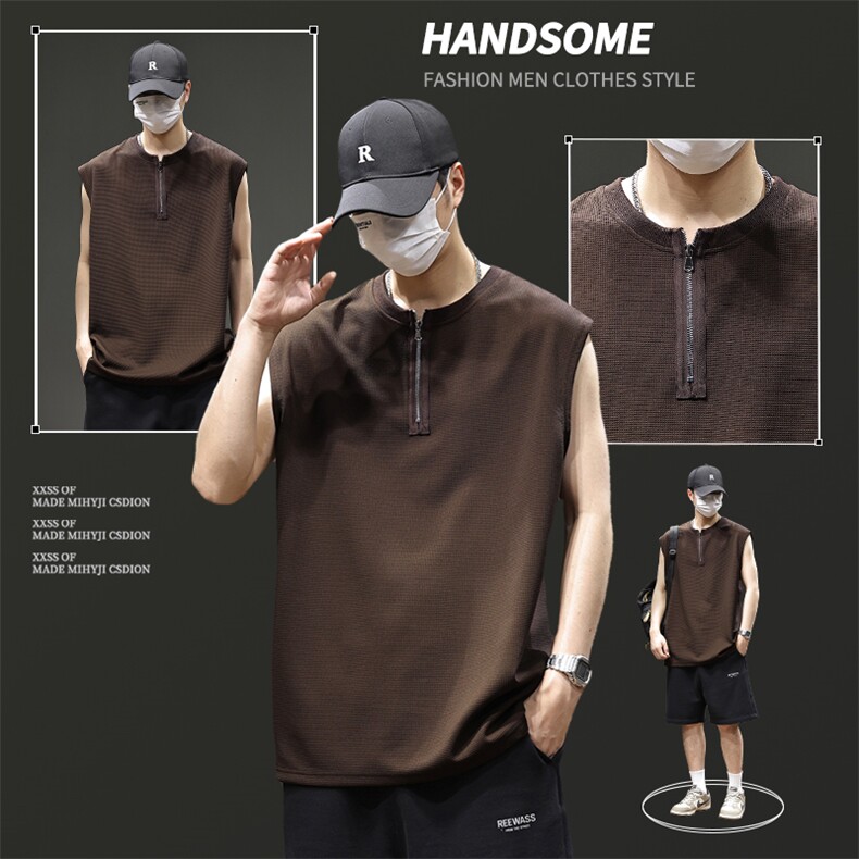 2026新款凉感背心男士夏季宽松大码运动吸汗无袖t恤潮薄坎肩，男装背心/马甲，电商D215