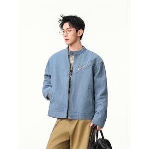 水洗牛仔外套男款春美式痞帅上衣服宽松休闲工装夹克JK1323-P98图片