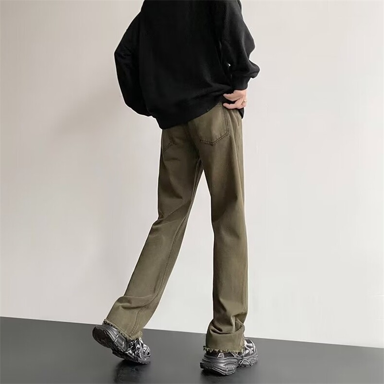 休闲裤男韩版潮流高街直筒裤子毛边2024春季新款ins长裤K4924-P57,男装休闲裤,星座412-2