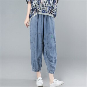 薄款天丝牛仔女2025夏季新款大码遮肉显瘦中年妈妈休闲图片