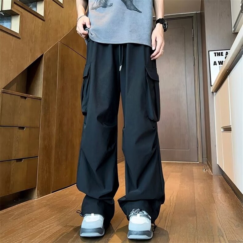 工装裤男春夏季四面弹复网降落伞休闲阔腿高腰美式运动裤 K801图片
