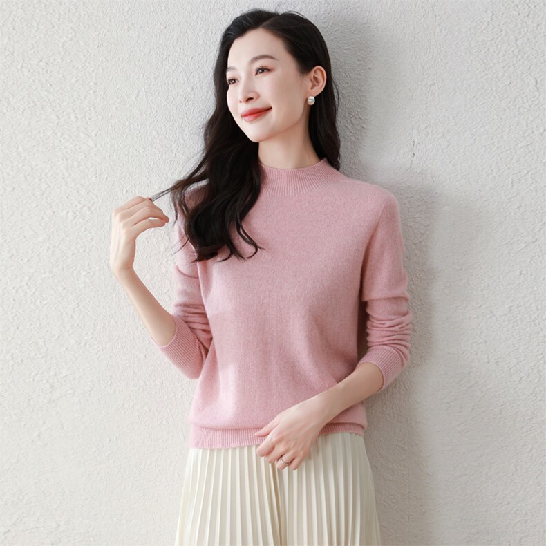半高领羊绒衫女100%纯山羊绒秋冬新款洋气内搭长袖打底衫毛衣,女装羊绒衫,阿舍尔精品