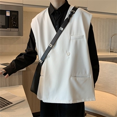 夹克马甲男秋dk制服韩版ins痞帅坎肩宽松无袖西服外套W1659-P38，男装背心/马甲，星座512-4