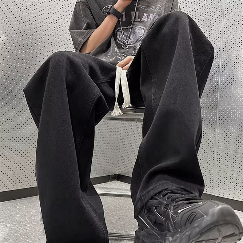松紧牛仔裤男士春夏季2026新款潮牌直筒休闲宽松阔腿长裤KK96/P40,男装牛仔裤,星座506