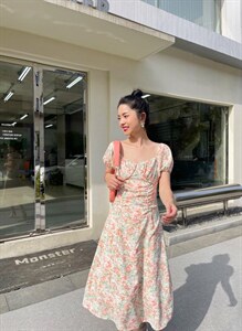 【现货】韩罩杯碎花连衣裙图片