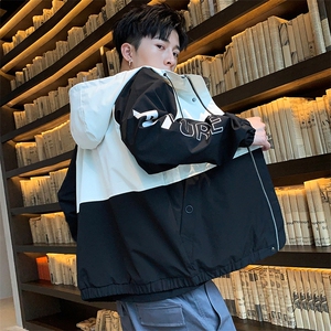 夹克男 秋季新款上衣撞色连帽外套男装 DS315T图片
