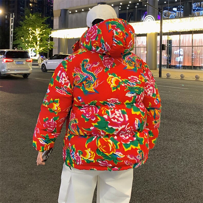 MY206东北大花连帽加厚保暖防寒棉衣外套棉服风汉服民族特色,男装民族服装,星座115A(原星座507）