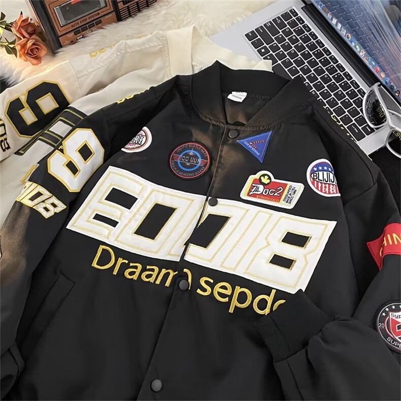 特制棒球服美式复古赛车服外套男女设计感小众刺绣夹克W5012-P63图片