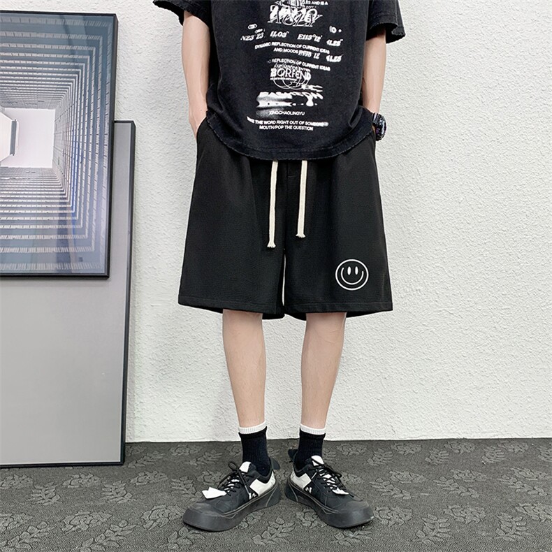 HD74224-P22华夫格短裤男大码宽松五分裤男直筒中裤,男装休闲裤,电商A040