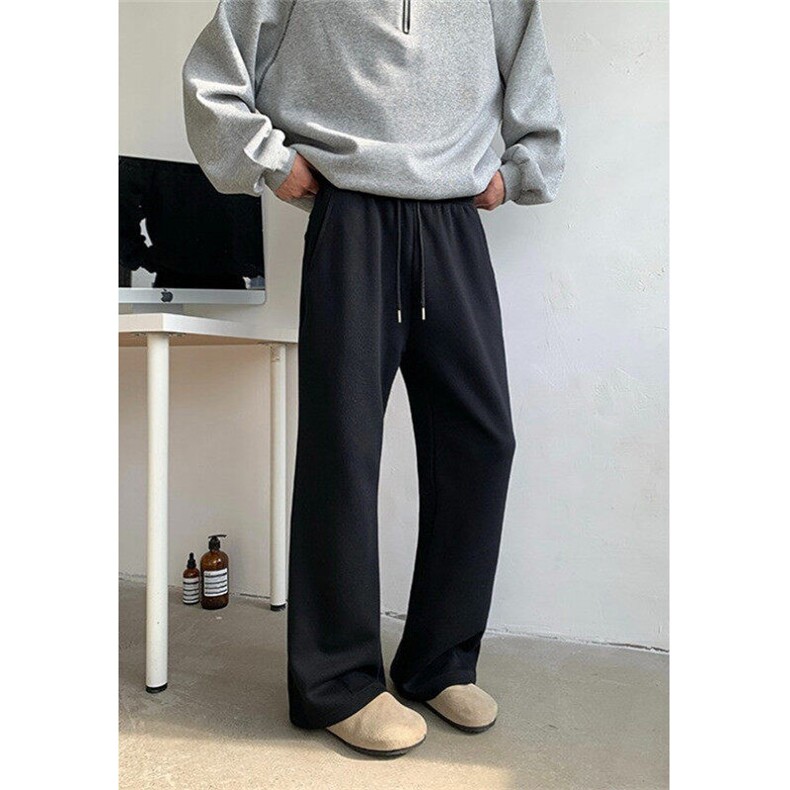 廓形微喇休闲裤男港风cleanfit垂感修身阔腿裤拖地长裤子K137,男装休闲裤,星座1116A-1（原606A）