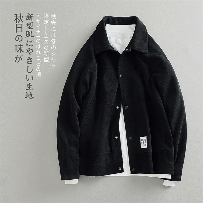 秋新港风时尚简约立体贴袋大码高级感白搭夹克上衣外套J501-P70,男装夹克,电商A082