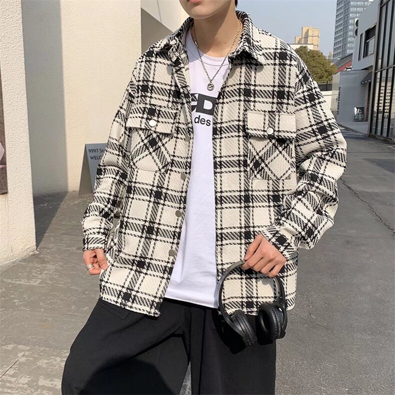 潮流夹克潮男春季格子外套J543P55图片