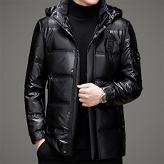 秋冬季男士时尚休闲羽绒服保暖外套2023新款中年商务纯色连帽上衣，男装羽绒服，电商B212（原钱塘6029）