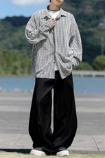 8XL-M鱼骨纹小香风衬衫男生春秋衬衣宽松慵懒垂感外套CS29009P45，男装衬衫，电商B312
