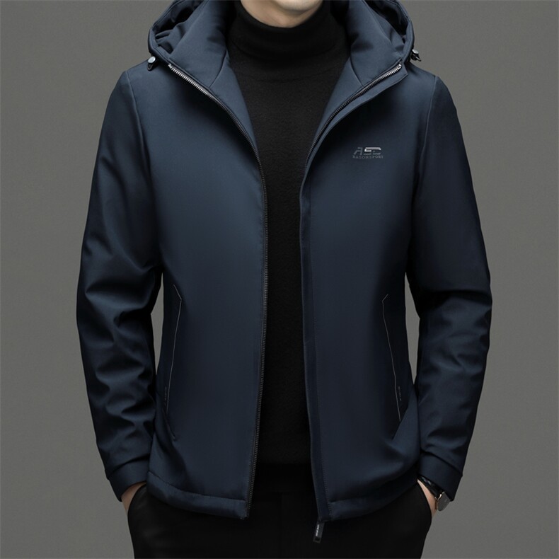 冬季2022休闲男士连帽短款羽绒服中青年男装加厚夹克80%白鸭绒，男装羽绒服，钱塘6003（原4033）