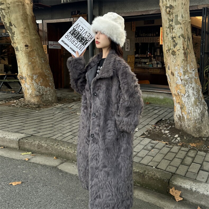 加厚环保水貂绒外套女2025冬季新款羊羔毛皮草大衣中长皮毛一体,女装皮草,2C229