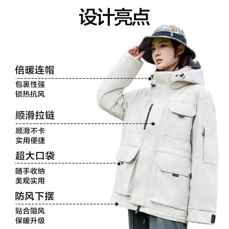 带报告90%白鸭绒羽绒服连帽工装加厚防寒保暖冲锋衣外套P260,男装夹克,星座1210A