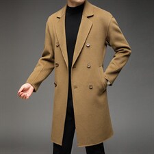 毛呢大衣中年男士新款上衣商务休闲时宽松男装双面呢纯色免烫外套，男装毛呢大衣，电商B212（原钱塘6029）