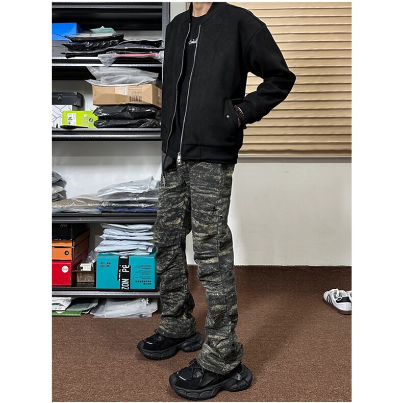 牛仔裤女春季新款迷彩设计感小众长裤宽松裤子潮NT17网络图,男装牛仔裤,星座1116A（原606A-3）