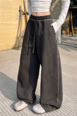 6XL-M美式复古水洗做旧运动裤子男毛边休闲卫裤K9183-P55330g，男装休闲裤，电商D206-1