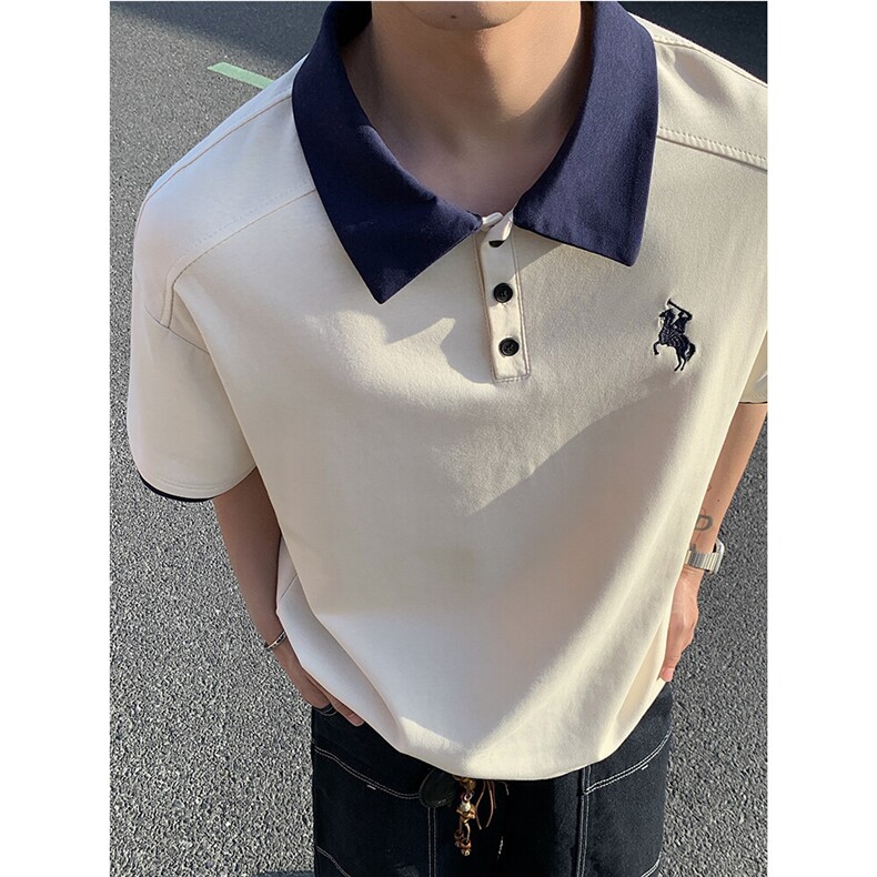 260克曼巴棉夏季拼接撞色假两件休闲POLO衫短袖男士美式潮T恤P38,男装Polo衫,电商C306-1