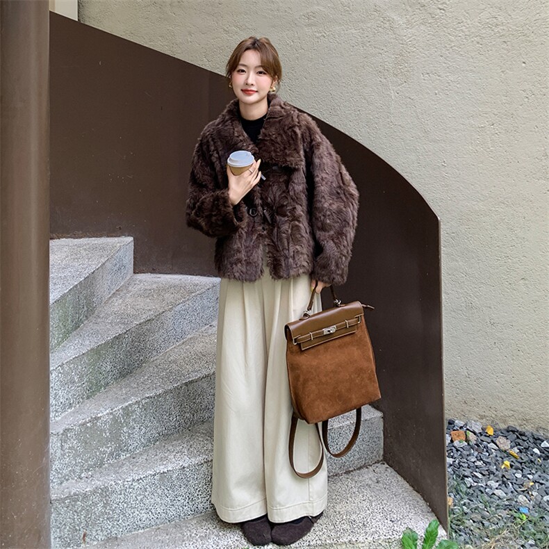 【新品】高端短款咖啡色环保皮草皮毛一体2C081-7710P195K298,女装皮草,2C081