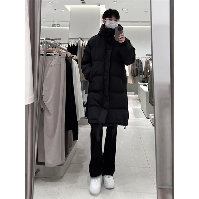 冬季新款棉服 基础款百搭连帽中长款过膝外套男 D2550-TP95不图片