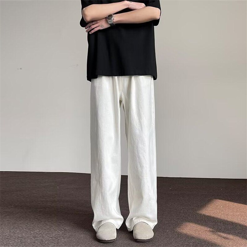 wassuphappy白色牛仔裤男士春秋夏季2025新款青少年休闲运动裤子,男装牛仔裤,星座1008