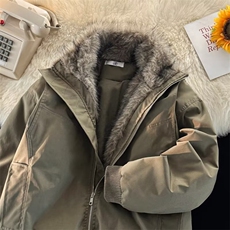 美式复古座山雕短款连帽毛领棉服潮流加厚保暖棉衣外套，男装棉衣，星座410-7