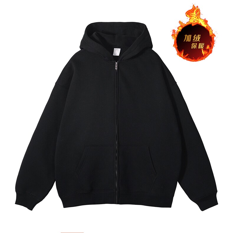 新款无帽绳开衫抖音得物品质二开480克加绒加厚连帽卫衣外套WS15，男装卫衣，电商A486