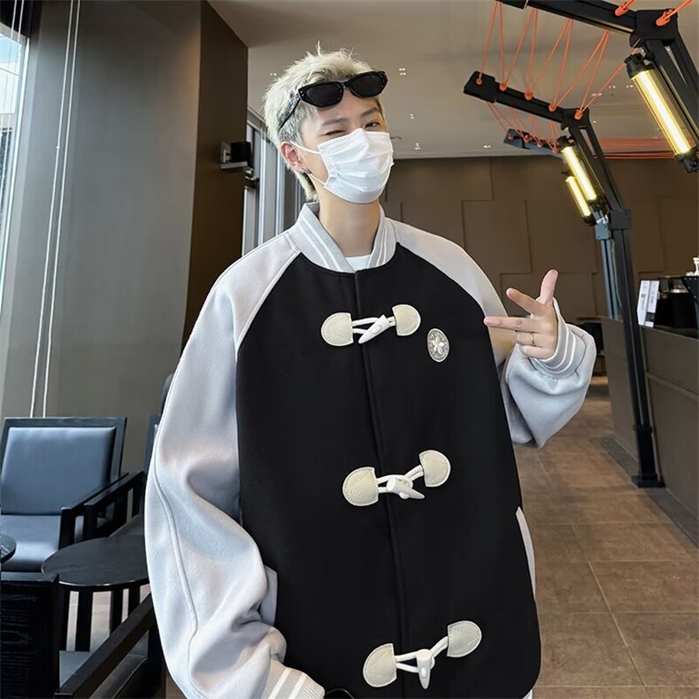 CR9871-P60美式复古牛角扣棒球服外套2025春秋季新款潮牌宽松夹克,男装夹克,电商C233