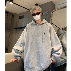 主推秋装 重磅半拉链连帽中性情侣卫衣潮牌上衣外套男女G1097 P68图片