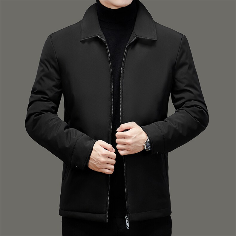 白鸭绒羽绒服中年男士翻领冬季保暖宽松休闲羽绒外套DDCQ671-P200,男装羽绒服,电商B212（原钱塘6029）