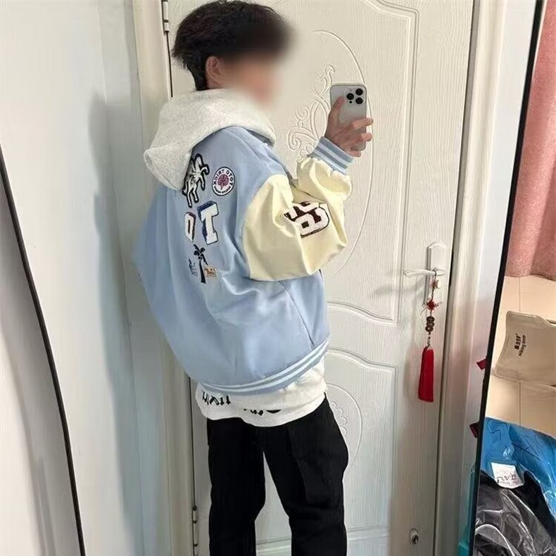 2025春秋季新款青少年男生宽松夹克男装美式刺绣棒球服外套上衣,男装夹克,星座218-8