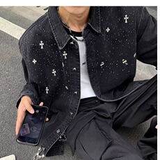秋装设计感轻奢重工粗纺胸针夹克外套男炸街痞帅，男装夹克，星座716-3